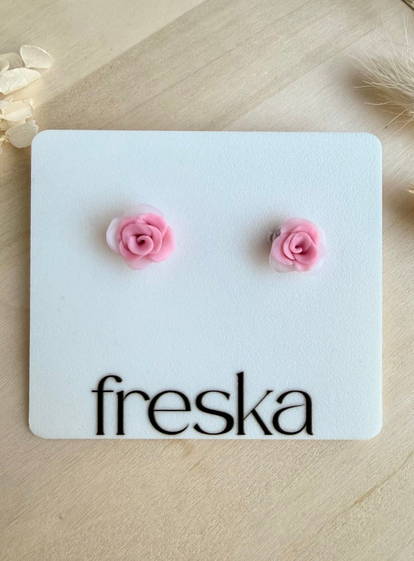 Kolczyki Różyczki - różowo-białe