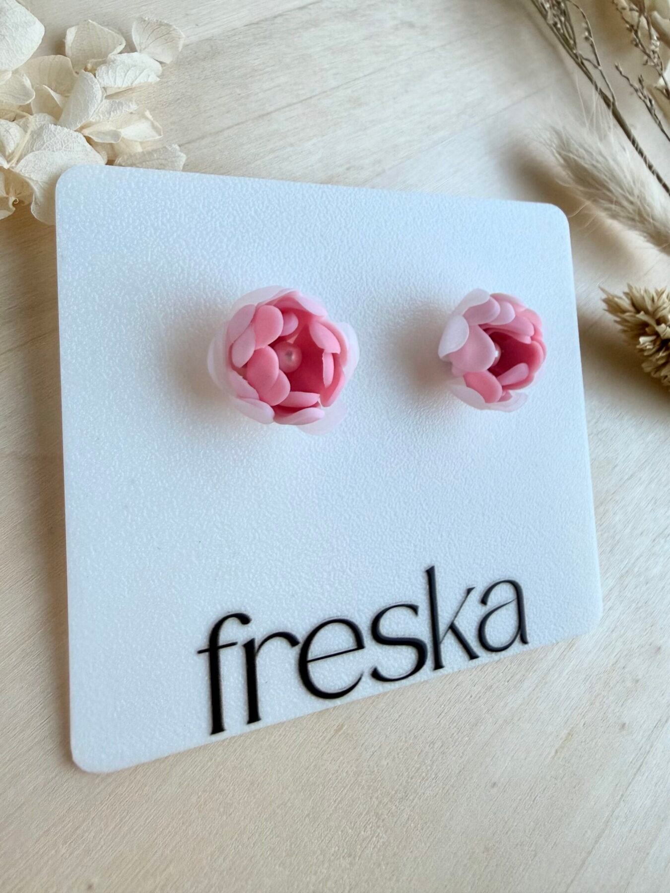 Kolczyki Piwonie - różowo-białe - obrazek 2