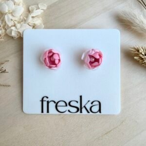 Kolczyki Piwonie - różowo-białe