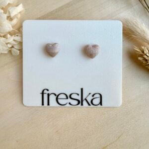 Kolczyki Serca 3D - pastelowe marmurki ze srebrem