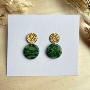 Kolczyki Art Deco koła - zielone