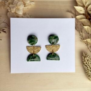 Kolczyki Art Deco półkola - zielone