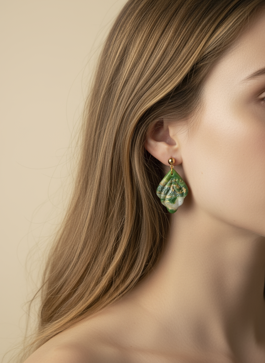 Kolczyki Liście zielone - obrazek 2