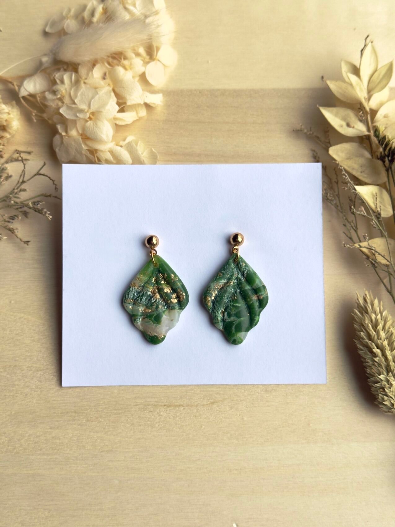 Kolczyki Liście zielone