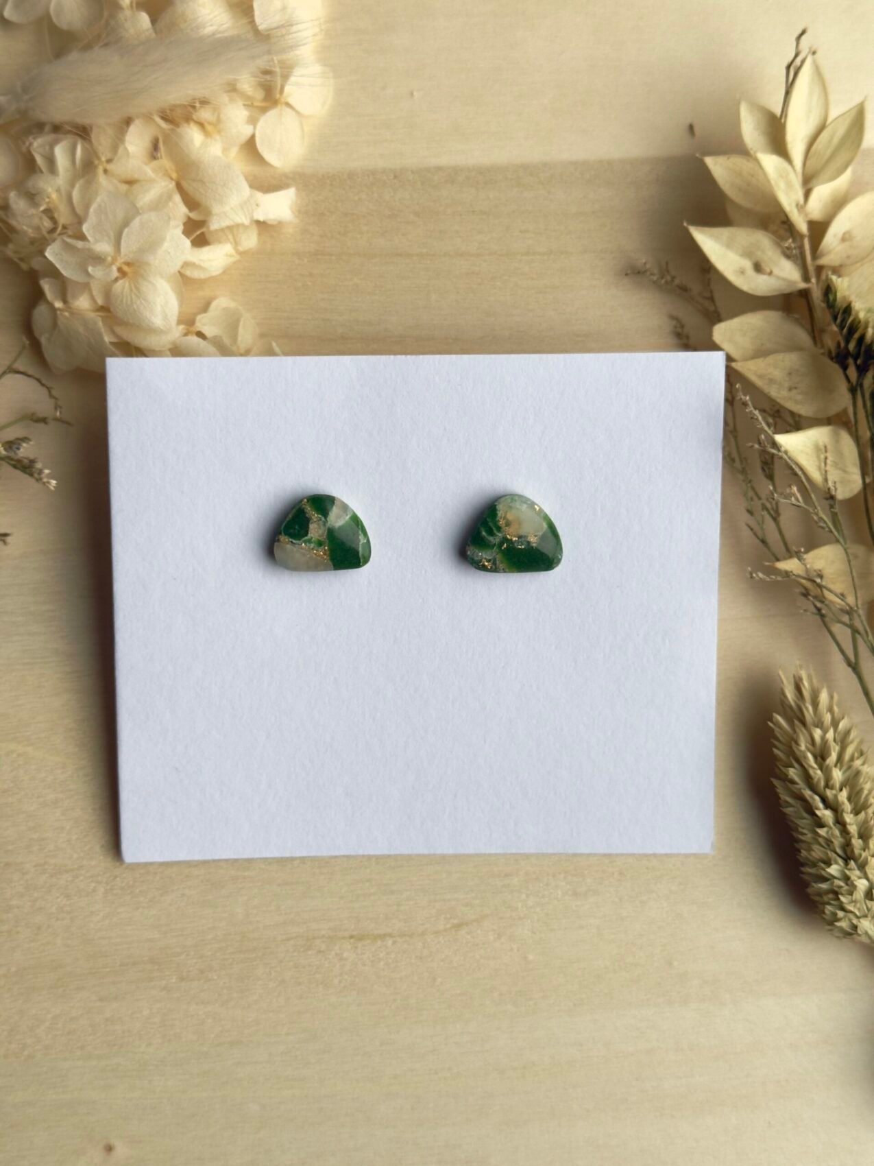 Kolczyki Kamień - zielone marmurki