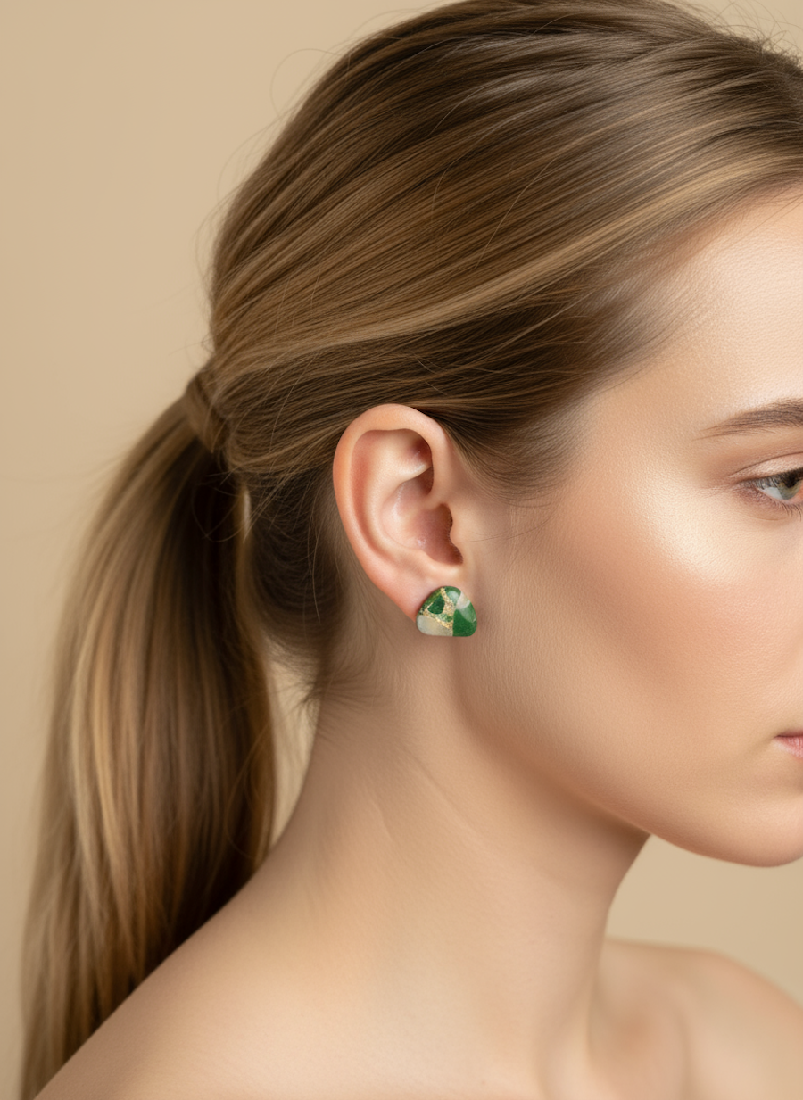 Kolczyki Kamień - zielone marmurki - obrazek 3