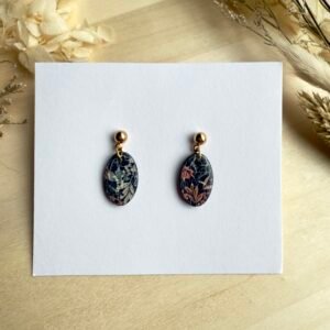 Kolczyki Owal - grafika liście