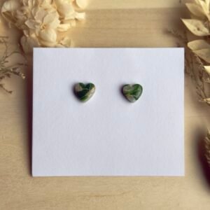 Kolczyki Serca - zielone marmurki
