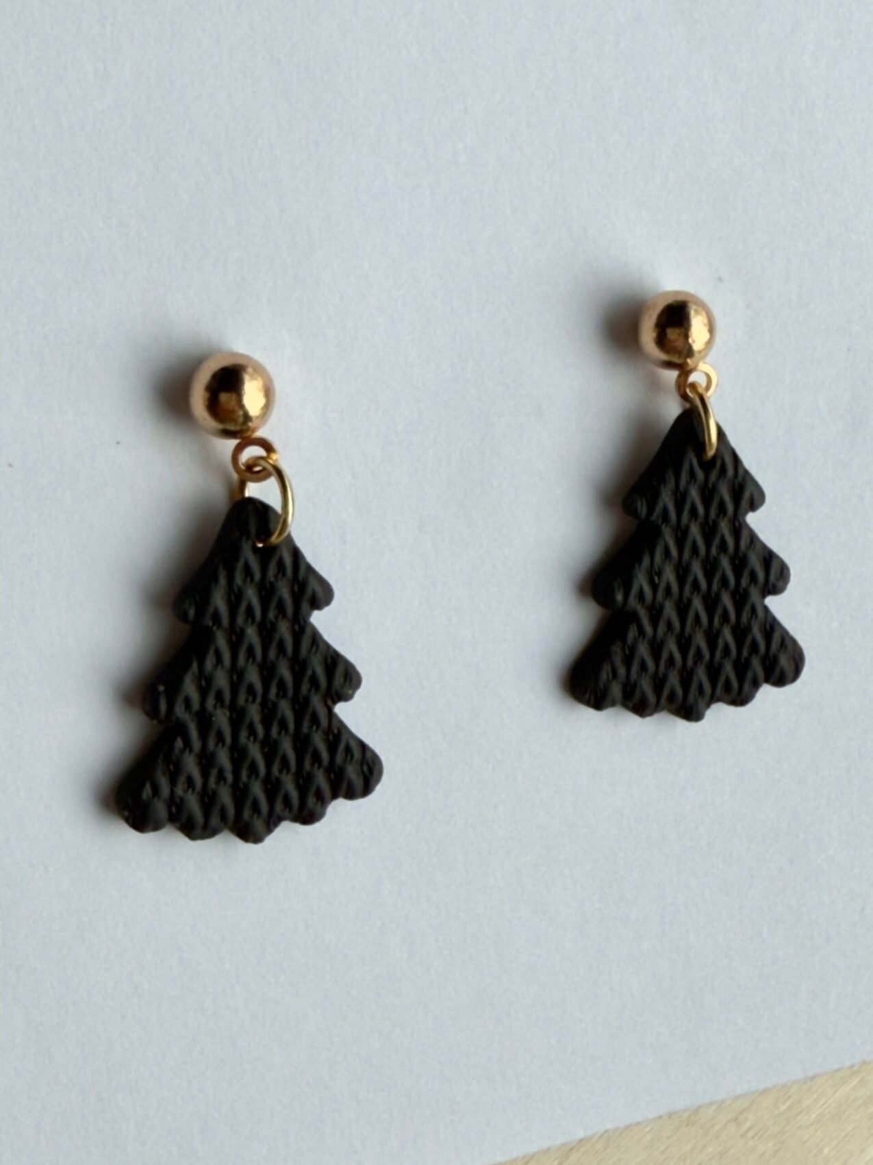 Kolczyki Choinki sweterkowe - czarne - obrazek 2