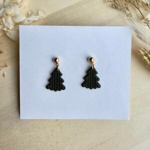 Kolczyki Choinki sweterkowe - czarne