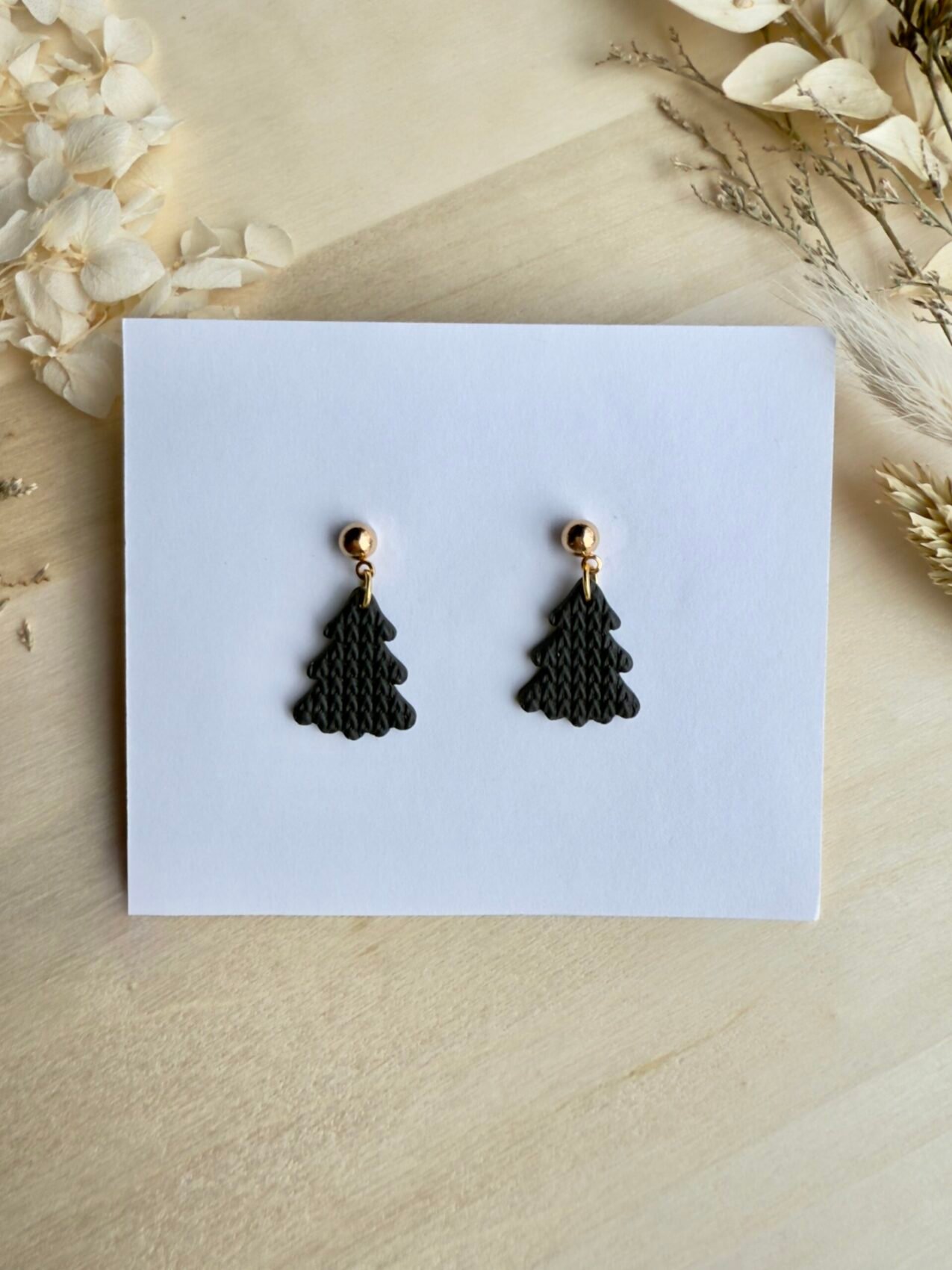 Kolczyki Choinki sweterkowe - czarne