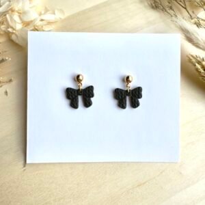 Kolczyki Kokardki sweterkowe - czarne