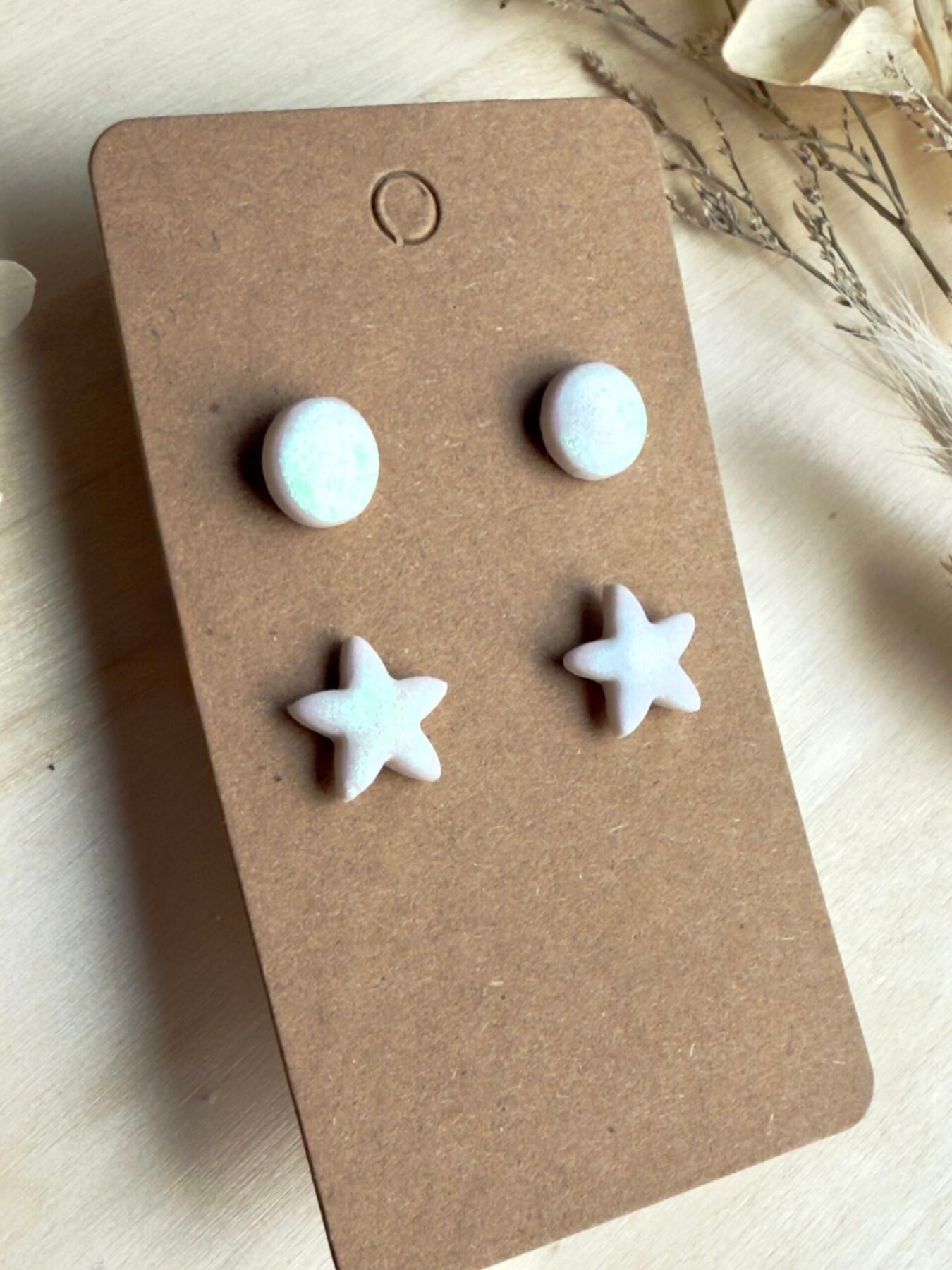 Zestaw - kolczyki sztyfty holo 2 pary - obrazek 2