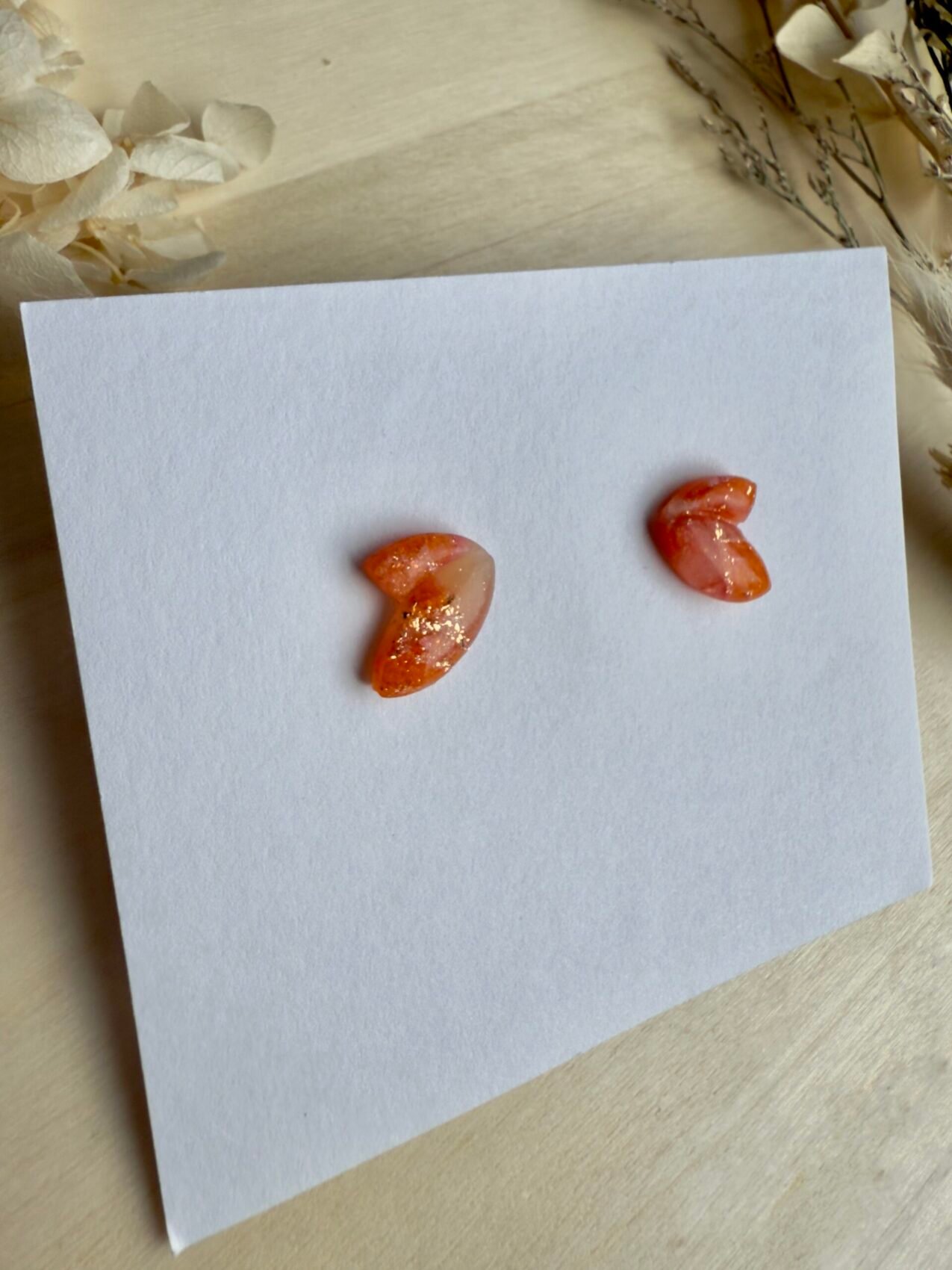 Kolczyki Motylki marmurkowe - pomarańczowe - obrazek 2