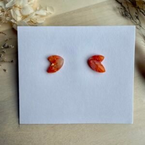 Kolczyki Motylki marmurkowe - pomarańczowe