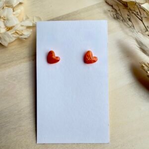 Kolczyki Serduszka marmurkowe - pomarańczowe