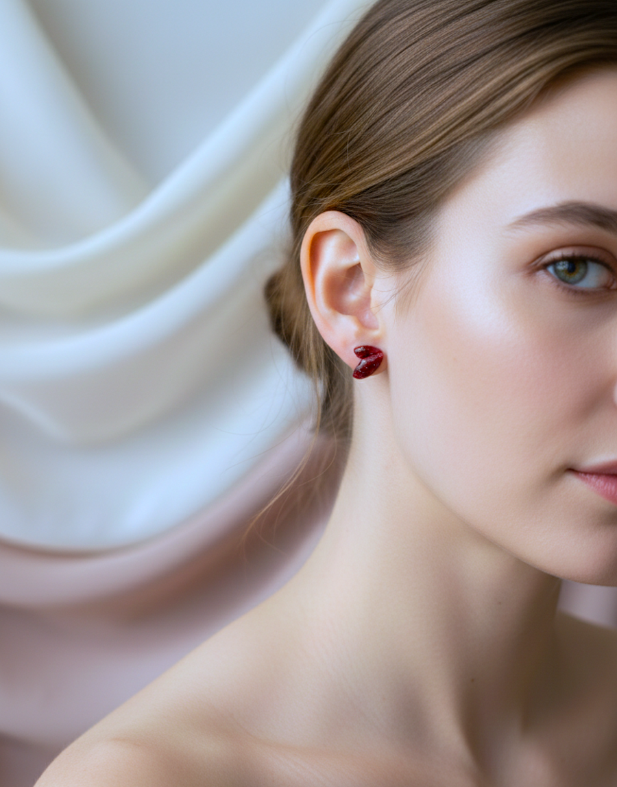 Kolczyki Motylki Ruby sztyft - obrazek 3