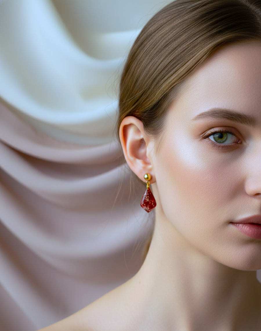 Kolczyki Romby Ruby małe - obrazek 3