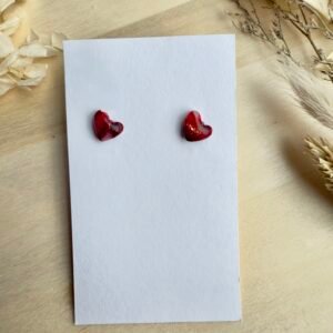 Kolczyki Serduszka Ruby sztyft