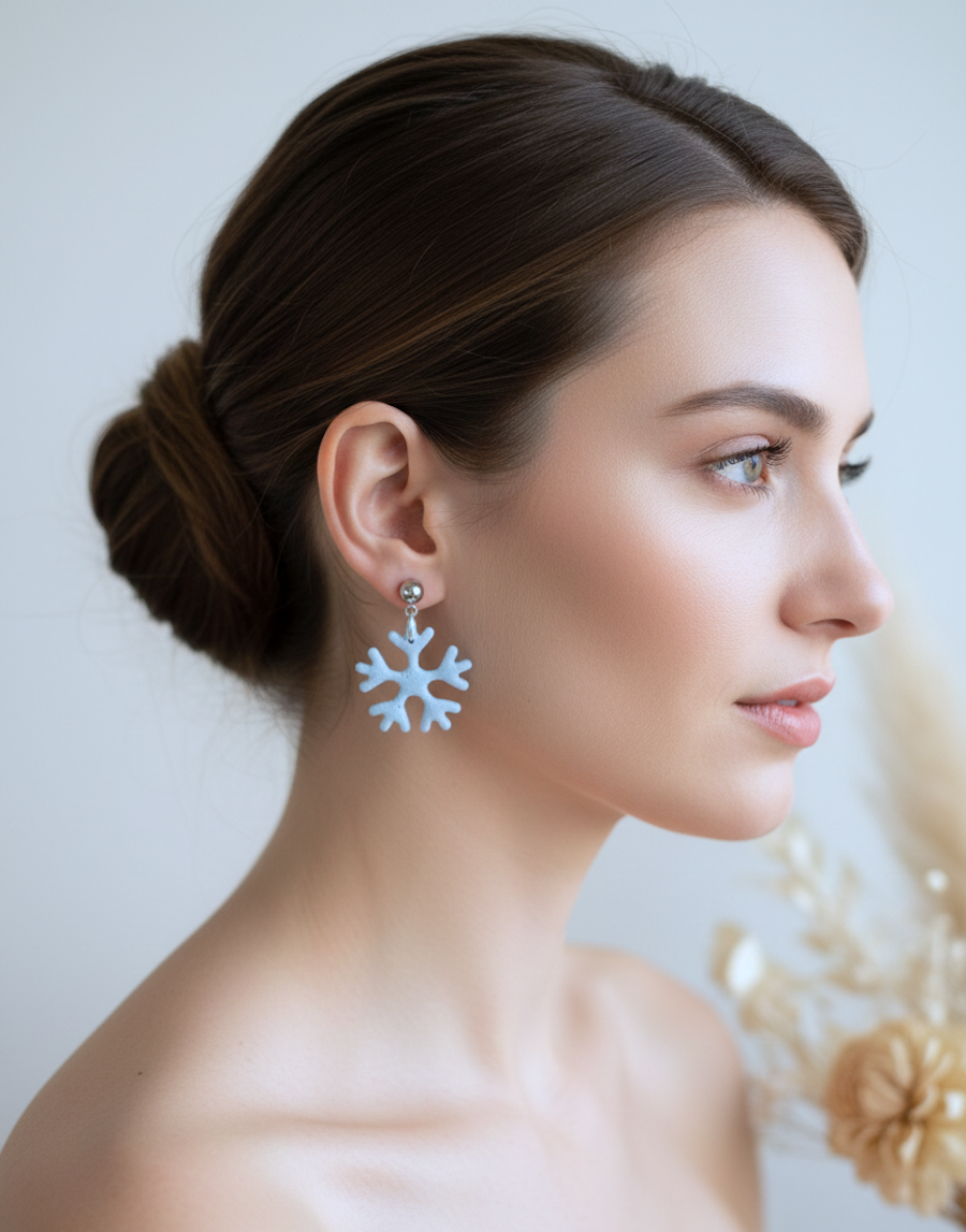 Kolczyki Śnieżynki błękitne - obrazek 3