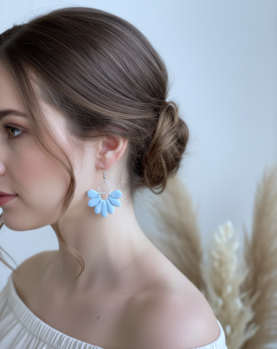 Kolczyki Wachlarz - błękitne - obrazek 3