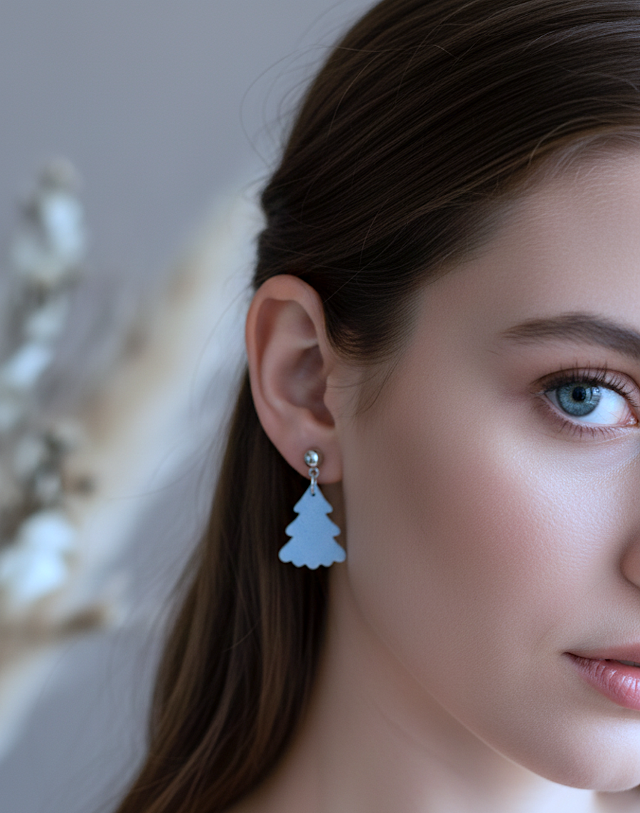 Kolczyki Choinki - błękitne - obrazek 3